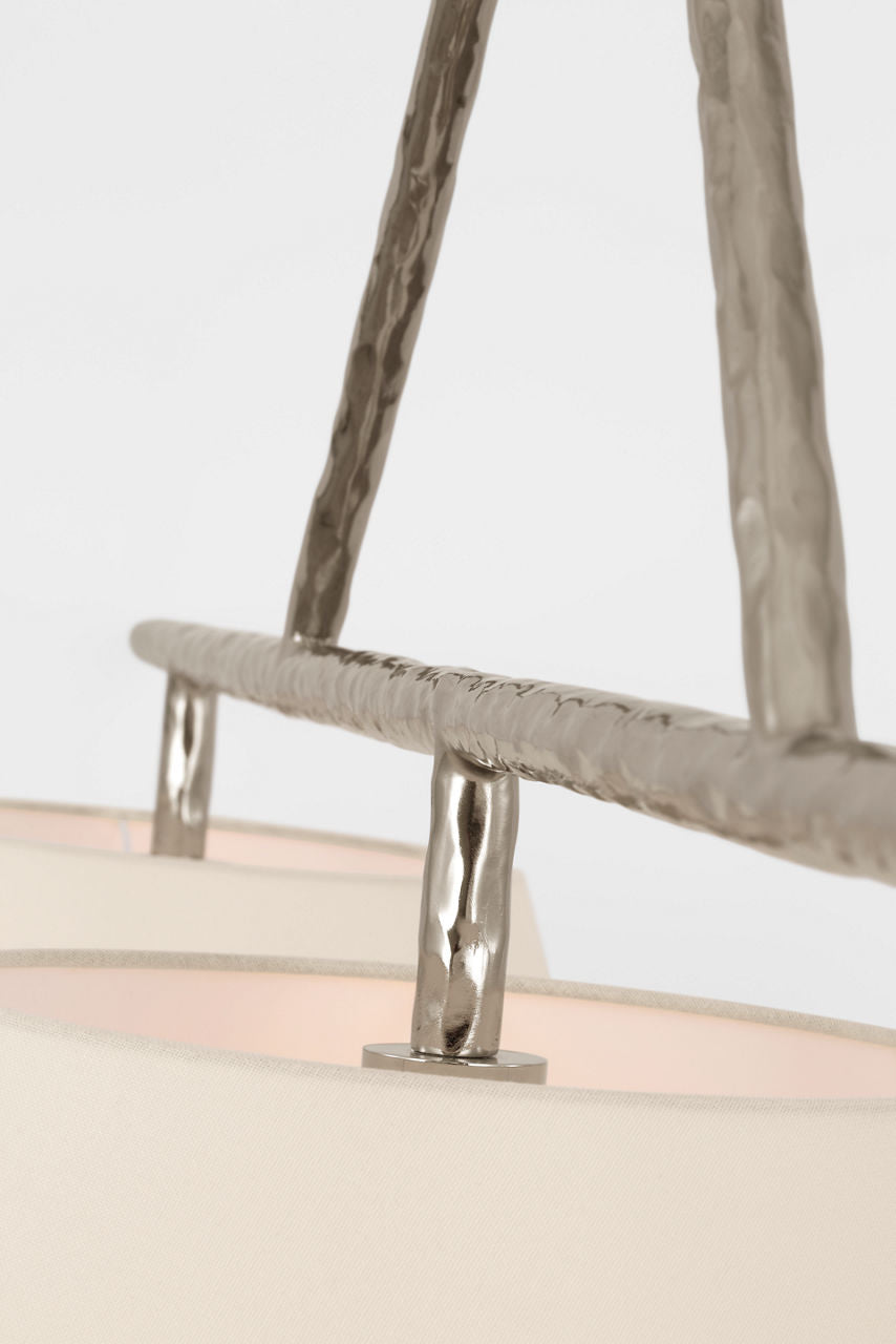 Collette 70" Linear Chandelier | Polished Nickel | Linen Shades