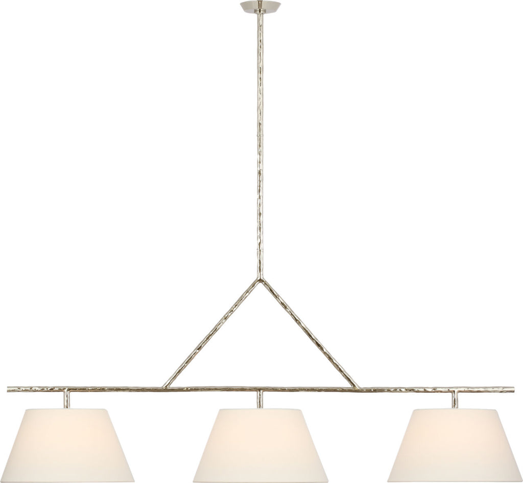 Collette 70" Linear Chandelier | Polished Nickel | Linen Shades