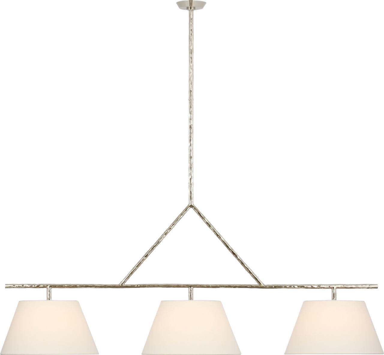 Collette 70" Linear Chandelier | Polished Nickel | Linen Shades