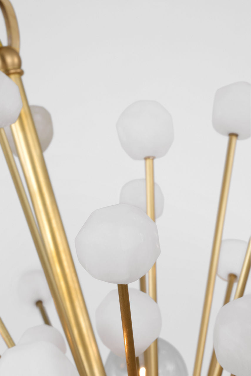 Lys 21" Chandelier | Hand-Rubbed Antique Brass and Alabaster