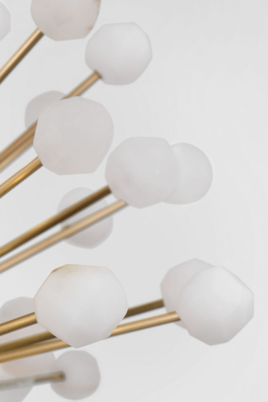 Lys 21" Chandelier | Hand-Rubbed Antique Brass and Alabaster