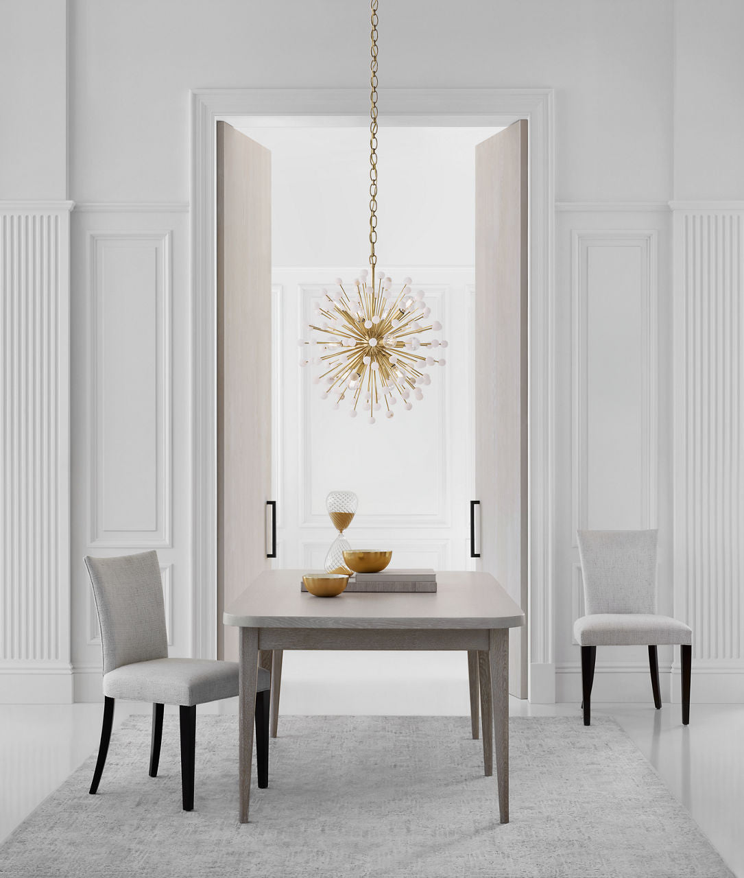 Lys 21" Chandelier | Hand-Rubbed Antique Brass and Alabaster