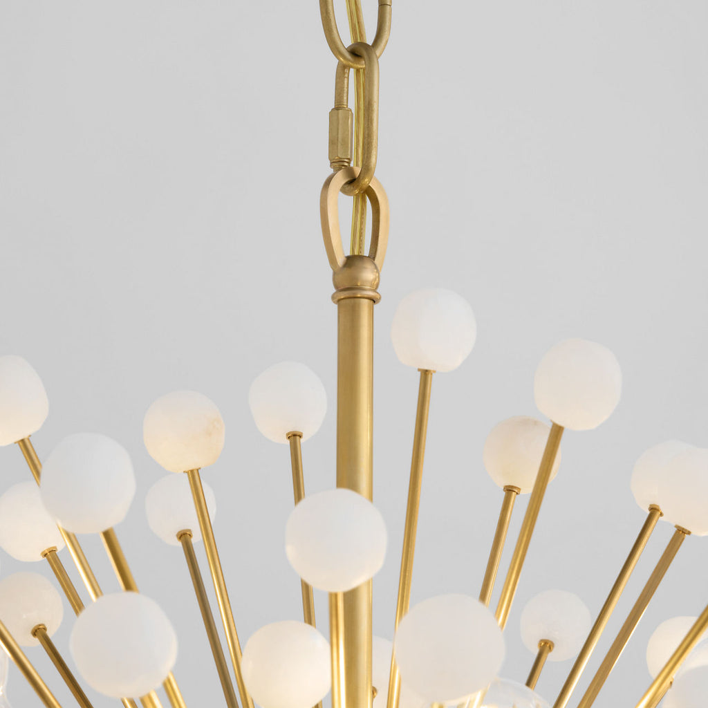 Lys 21" Chandelier | Hand-Rubbed Antique Brass and Alabaster