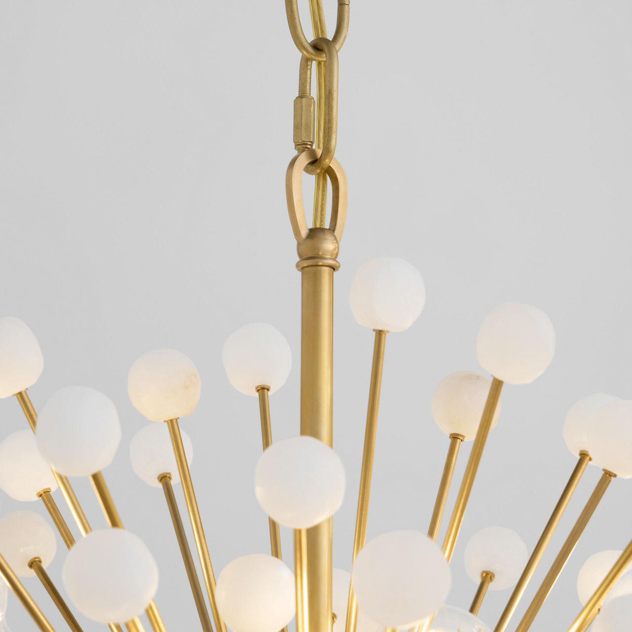 Lys 21" Chandelier | Hand-Rubbed Antique Brass and Alabaster