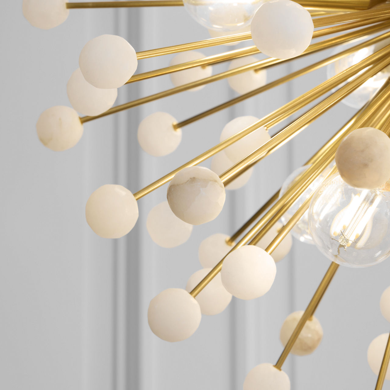 Lys 21" Chandelier | Hand-Rubbed Antique Brass and Alabaster