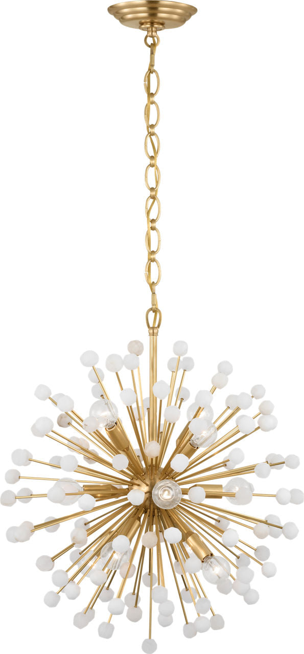 Lys 21" Chandelier | Hand-Rubbed Antique Brass and Alabaster