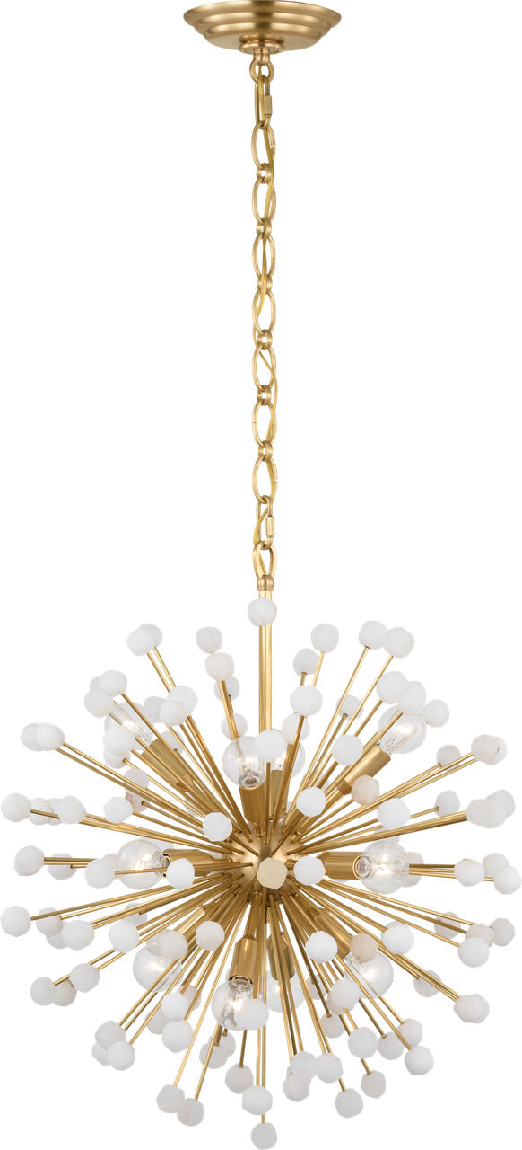 Lys 21" Chandelier | Hand-Rubbed Antique Brass and Alabaster