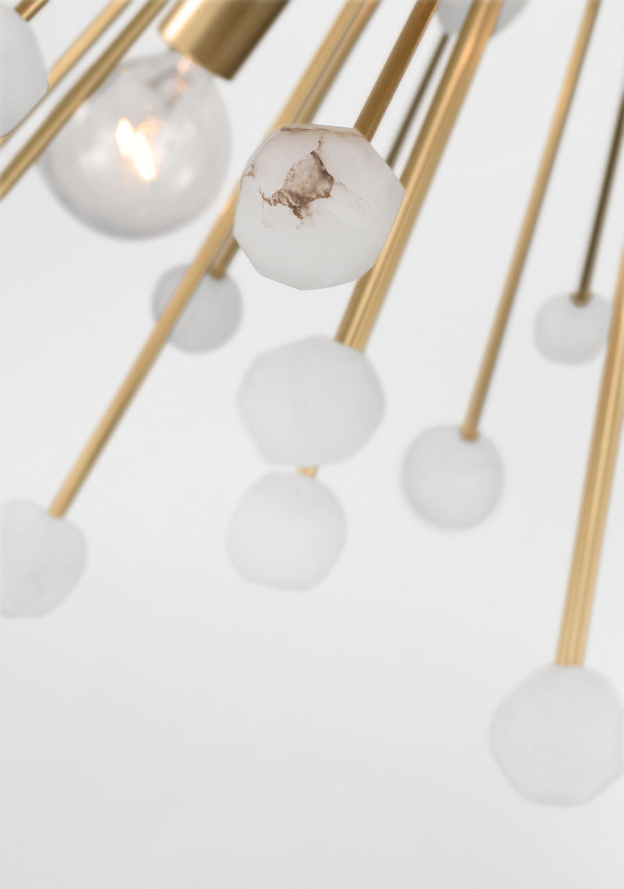 Lys 31" Chandelier | Hand-Rubbed Antique Brass and Alabaster