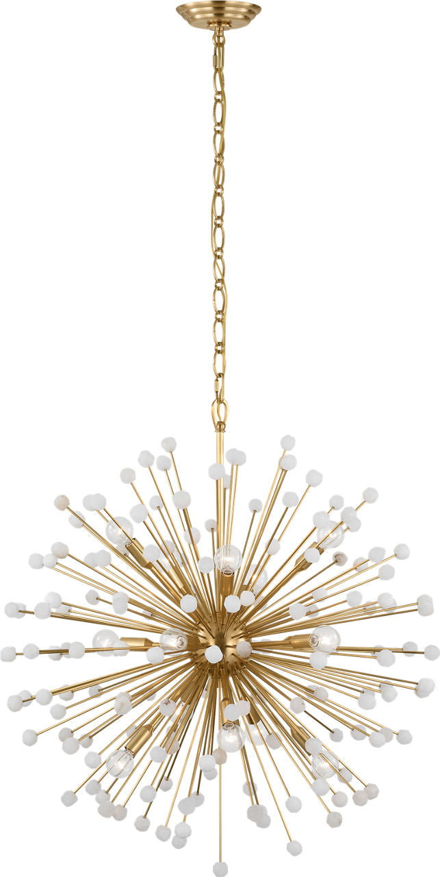Lys 31" Chandelier | Hand-Rubbed Antique Brass and Alabaster