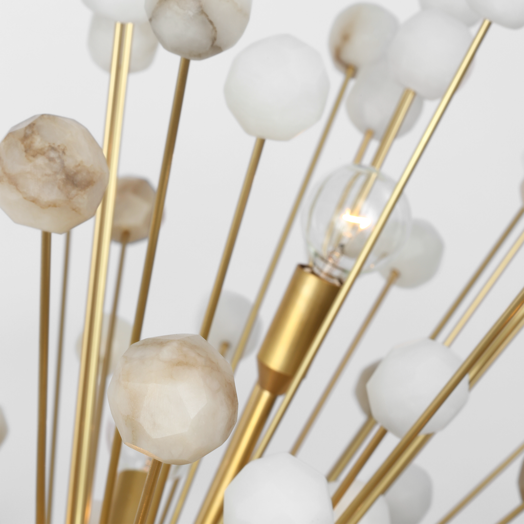 Lys 41" Chandelier | Hand-Rubbed Antique Brass and Alabaster