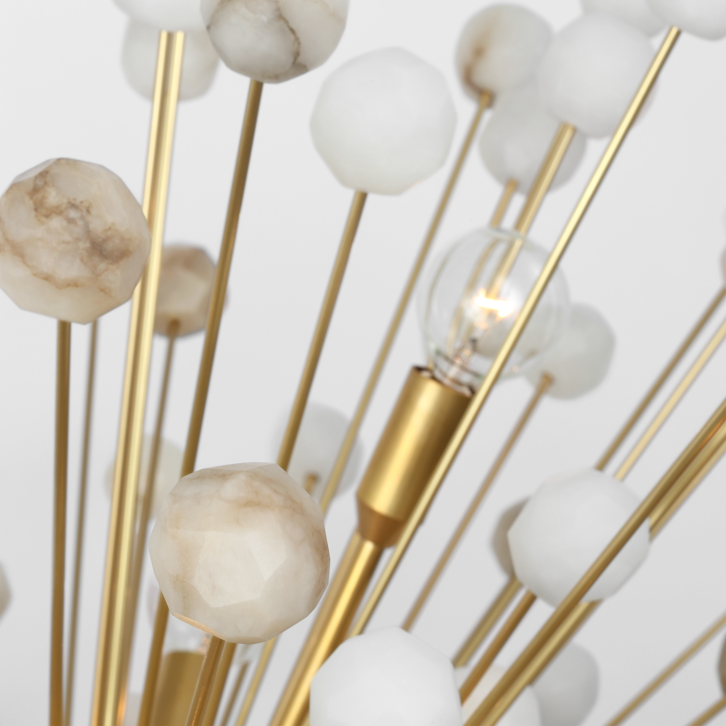 Lys 41" Chandelier | Hand-Rubbed Antique Brass and Alabaster