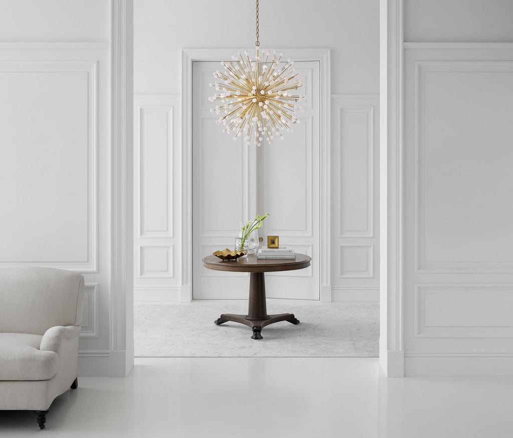 Lys 21" Chandelier | Hand-Rubbed Antique Brass and Alabaster