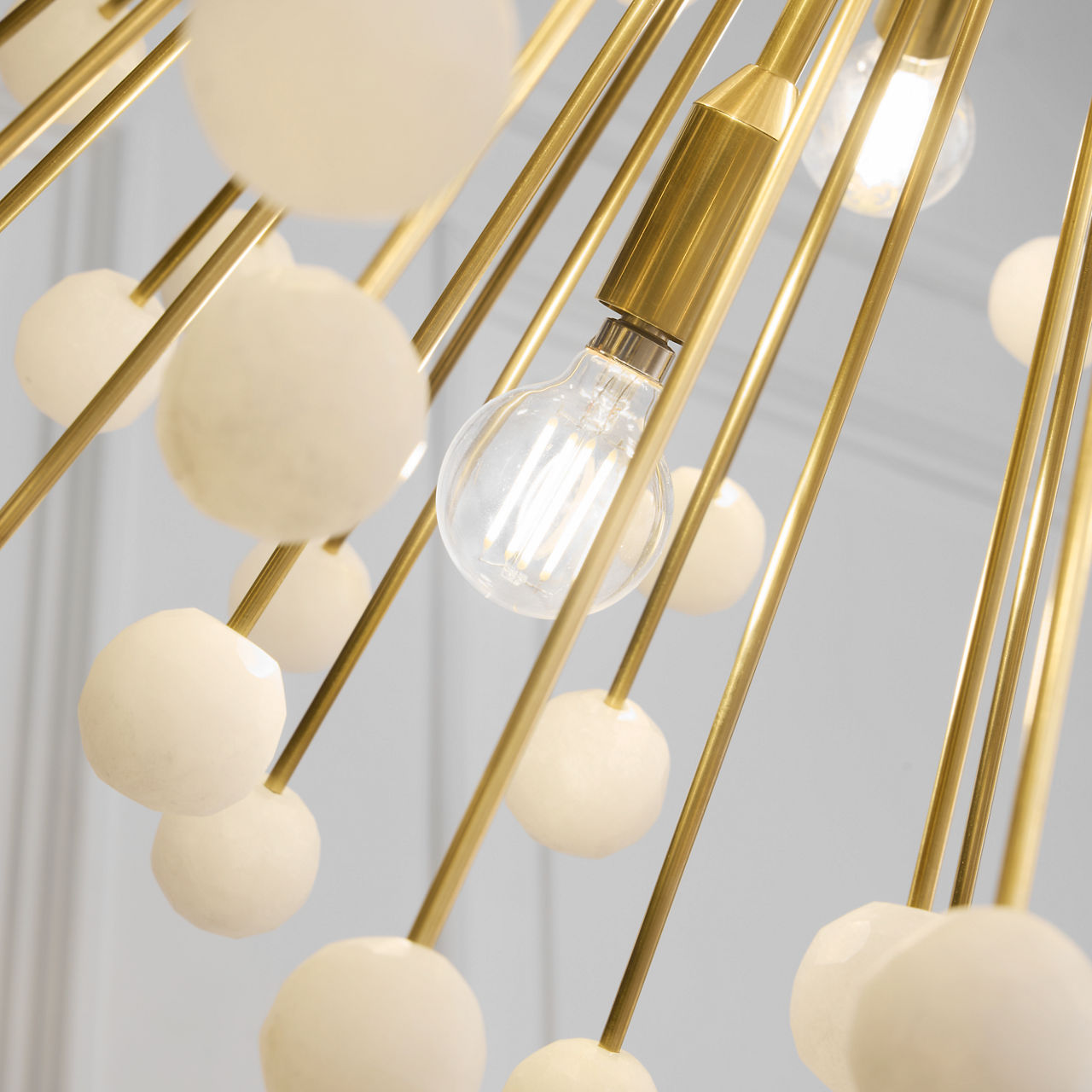 Lys 21" Chandelier | Hand-Rubbed Antique Brass and Alabaster
