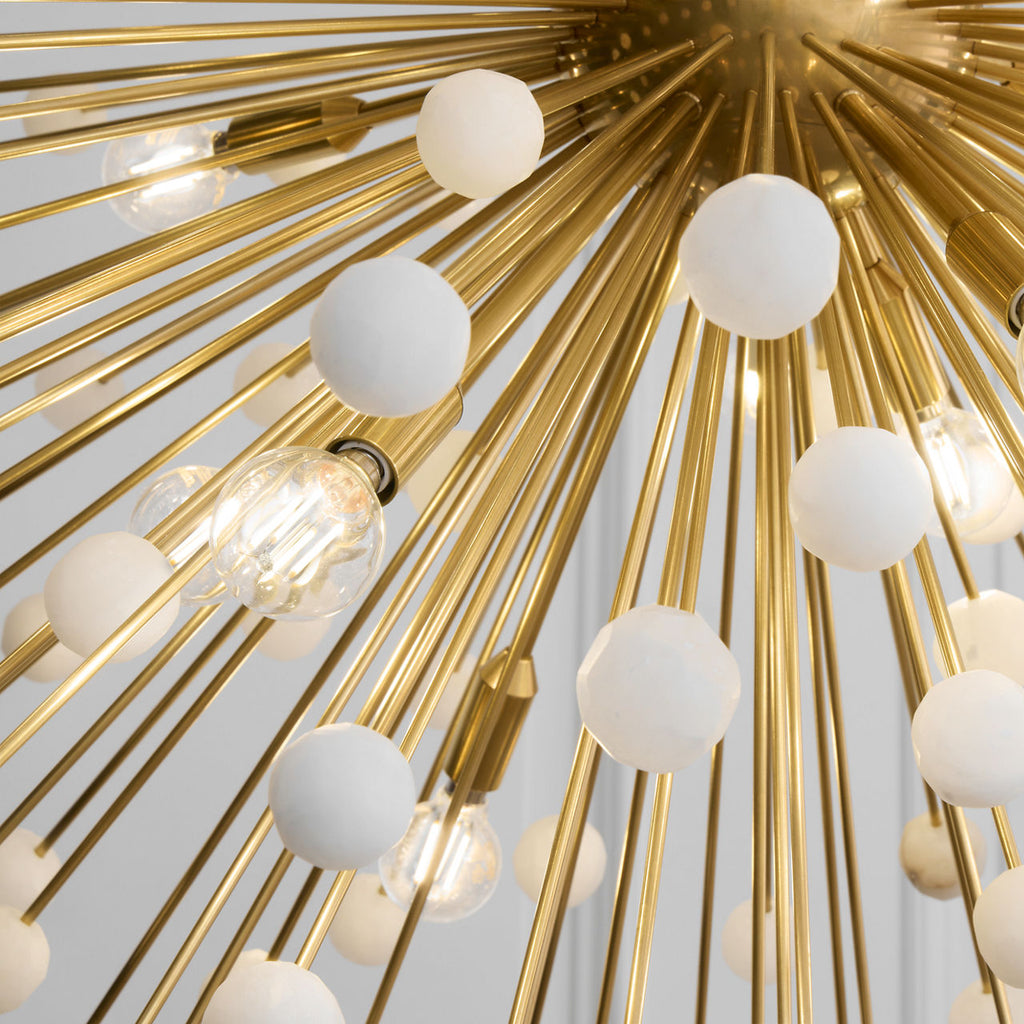 Lys 21" Chandelier | Hand-Rubbed Antique Brass and Alabaster