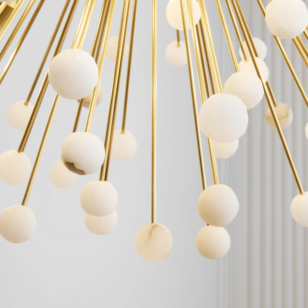 Lys 21" Chandelier | Hand-Rubbed Antique Brass and Alabaster