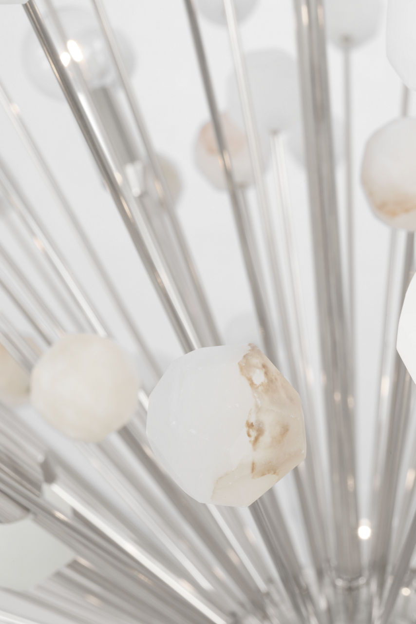 Lys 41" Chandelier | Polished Nickel and Alabaster