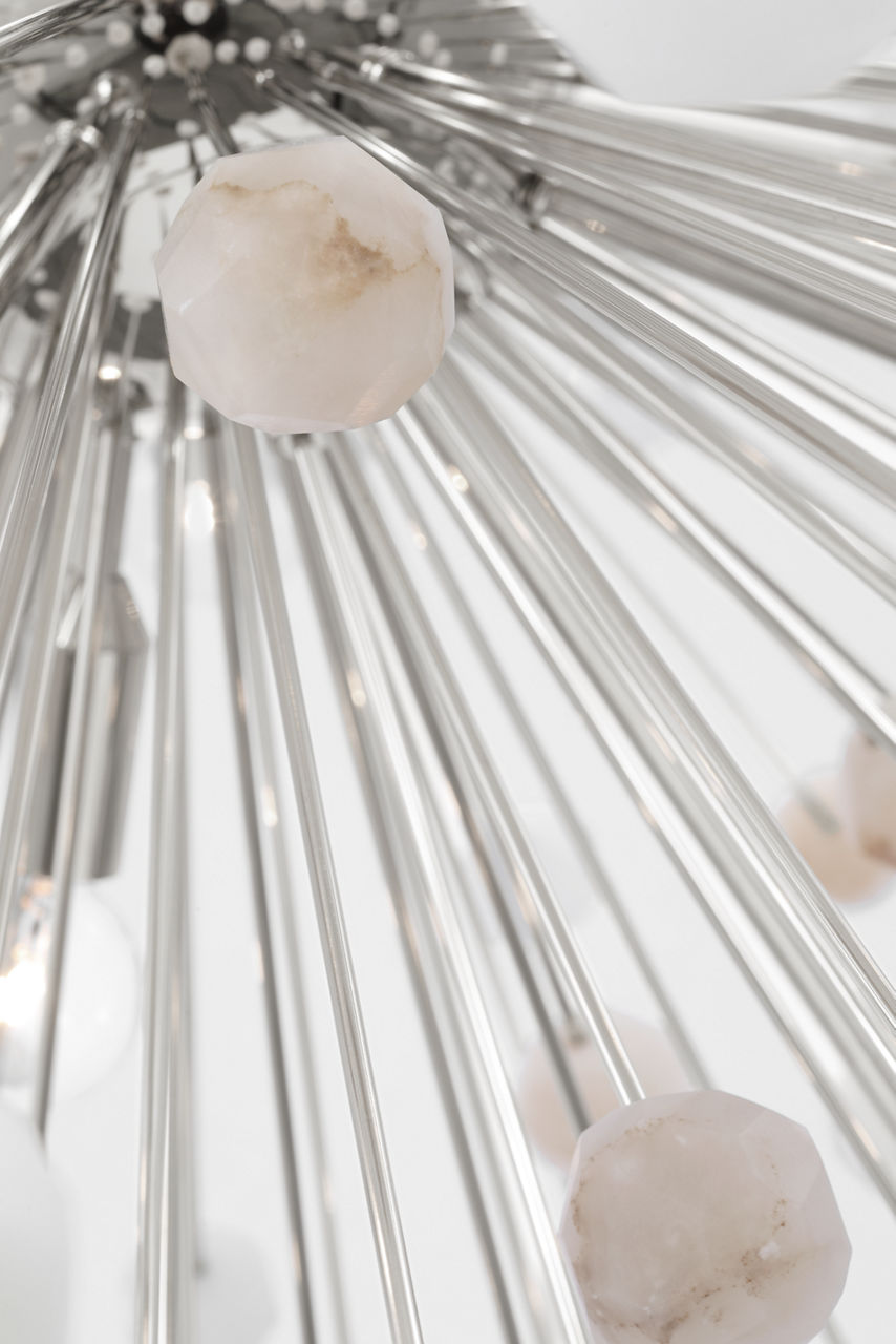 Lys 41" Chandelier | Polished Nickel and Alabaster
