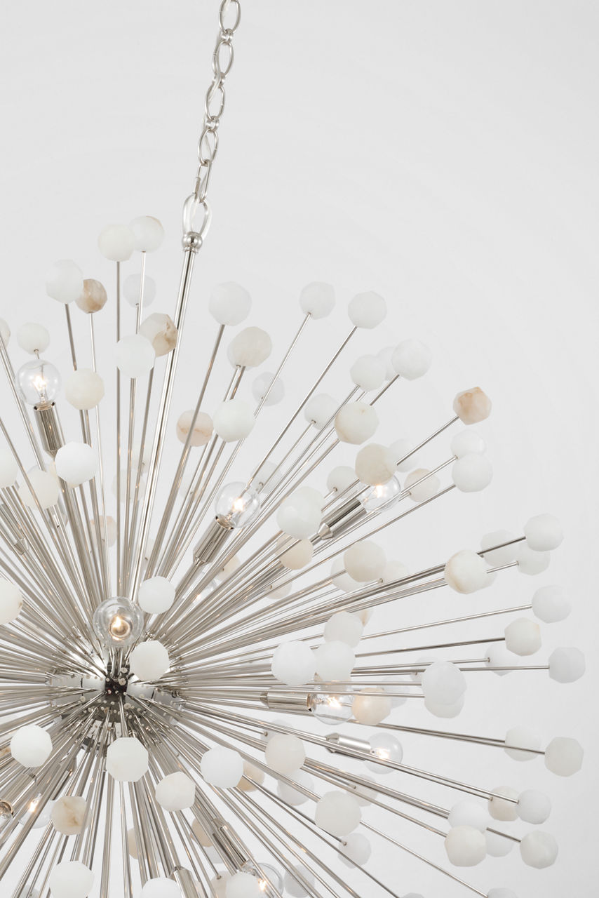 Lys 41" Chandelier | Polished Nickel and Alabaster