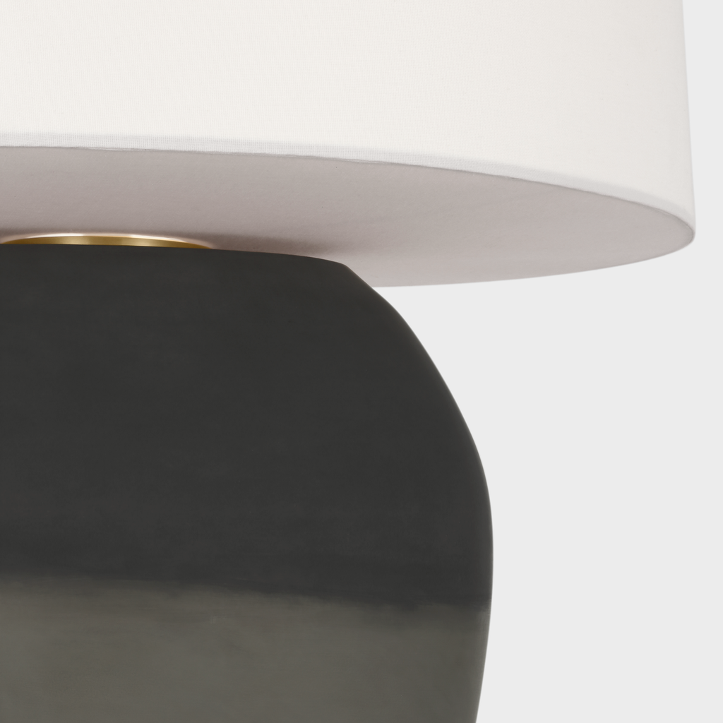 1969 26" Oval Form Table Lamp | Smoke on Goldenrod | Linen Shade