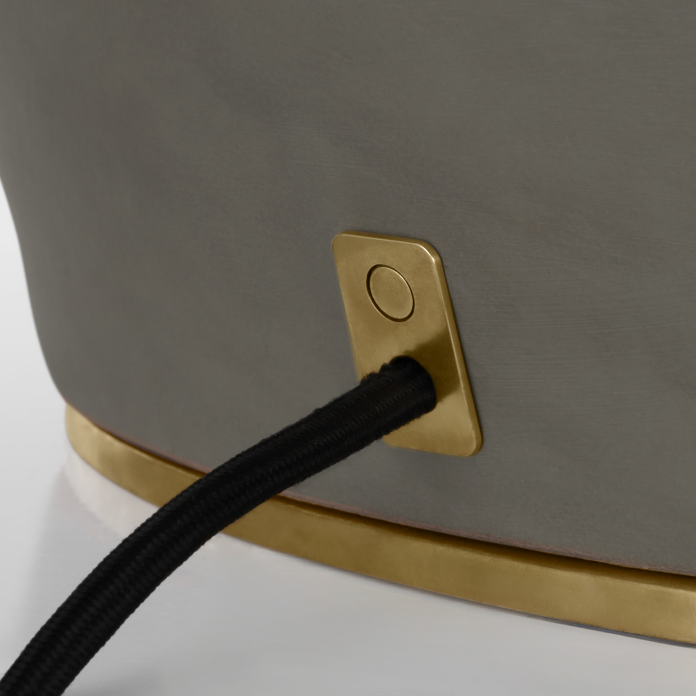 1969 26" Oval Form Table Lamp | Smoke on Goldenrod | Linen Shade