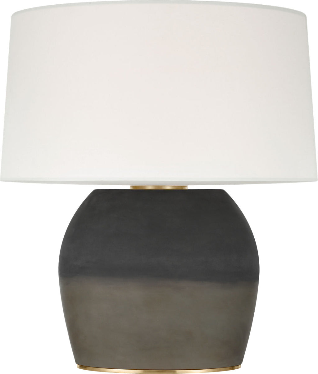 1969 26" Oval Form Table Lamp | Smoke on Goldenrod | Linen Shade