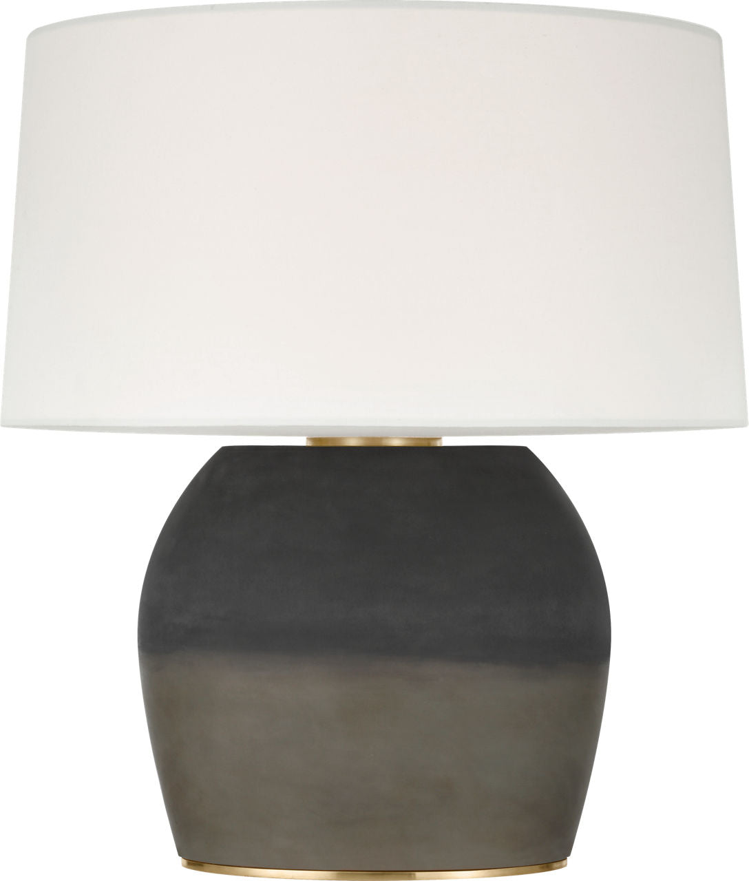 1969 26" Oval Form Table Lamp | Smoke on Goldenrod | Linen Shade