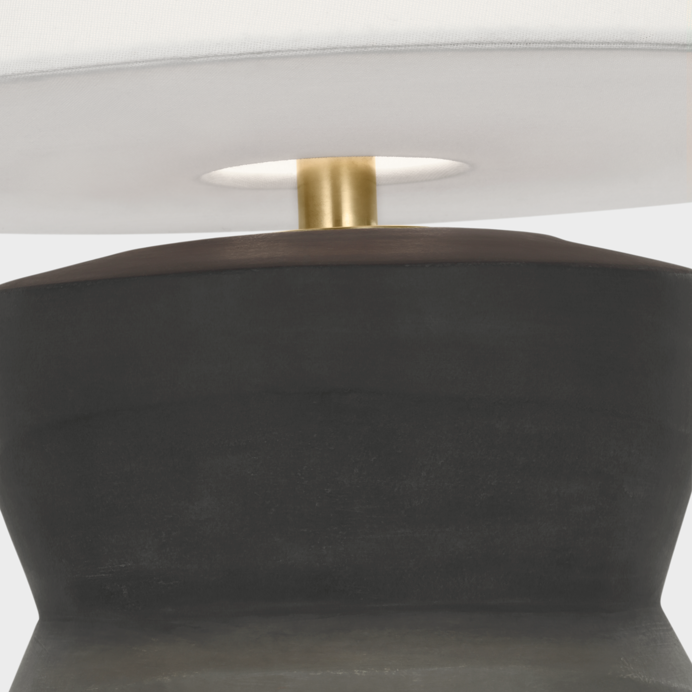 1953 26" Geometric Form Table Lamp | Smoke on Goldenrod | Linen Shade