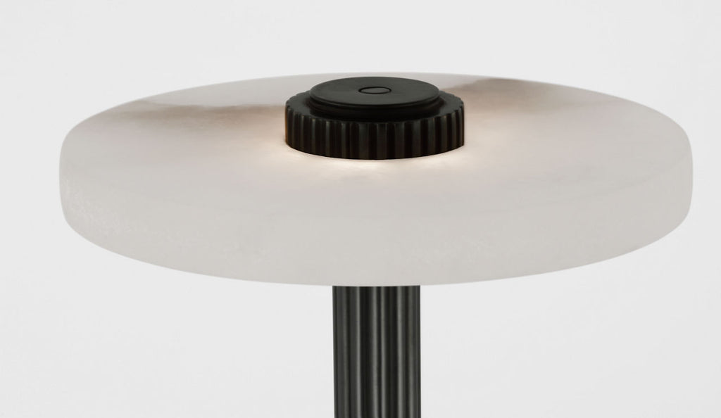 Aran 9" Rechargeable Accent Lamp | Bronze and Alabaster