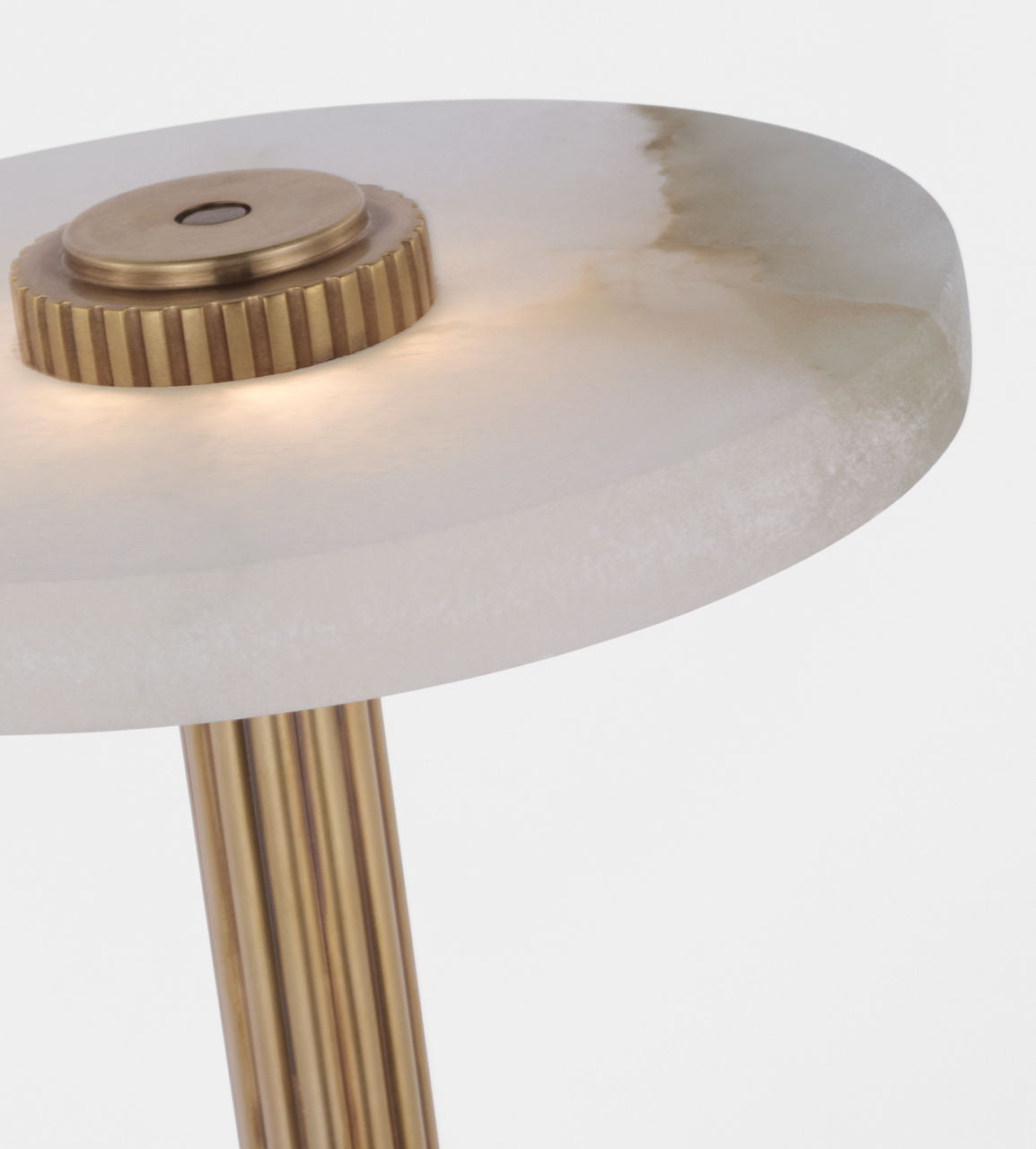 Aran 9" Rechargeable Accent Lamp | Hand-Rubbed Antique Brass and Alabaster