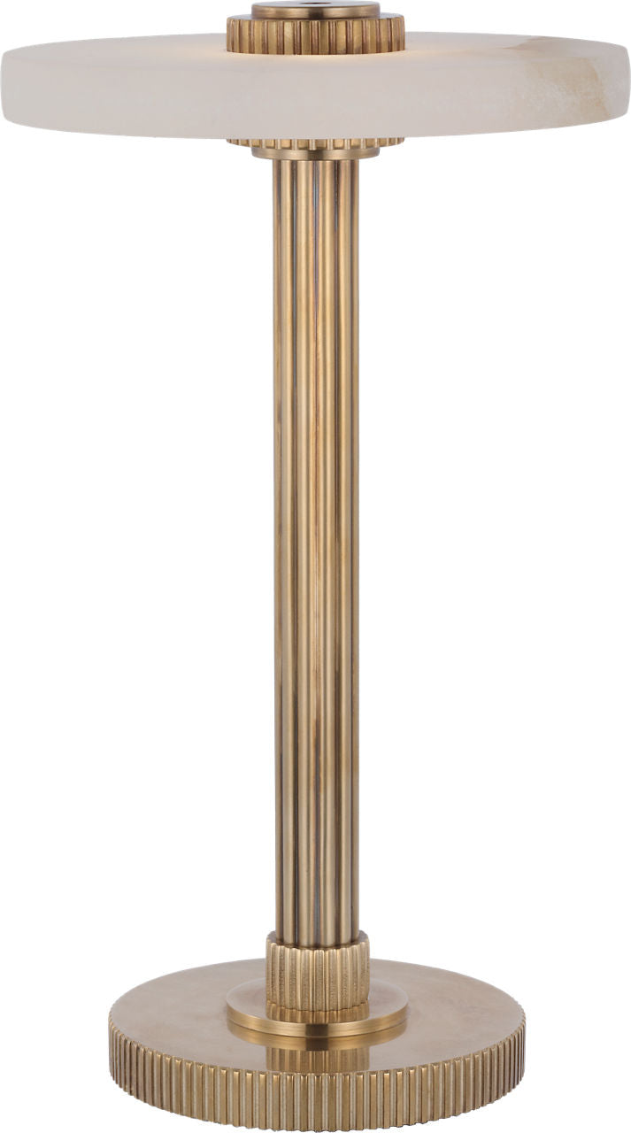 Aran 9" Rechargeable Accent Lamp | Hand-Rubbed Antique Brass and Alabaster