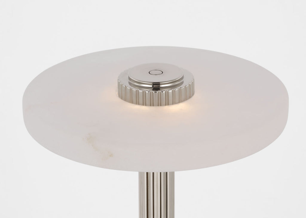 Aran 9" Rechargeable Accent Lamp | Polished Nickel and Alabaster