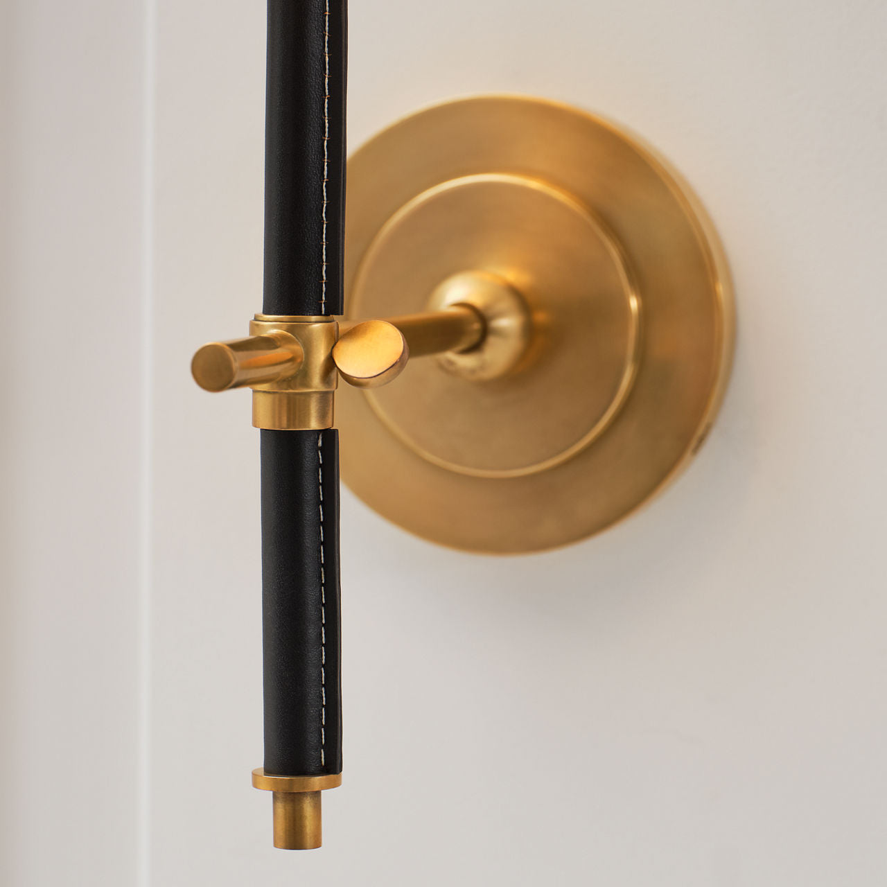 Bryant Wrapped Sconce | Hand-Rubbed Antique Brass and Chocolate Leather | Chocolate Leather Shade