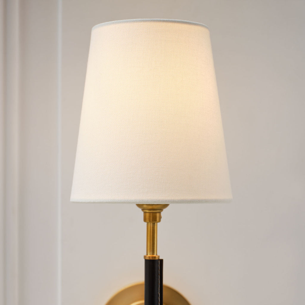 Bryant Wrapped Sconce | Hand-Rubbed Antique Brass and Chocolate Leather | Chocolate Leather Shade
