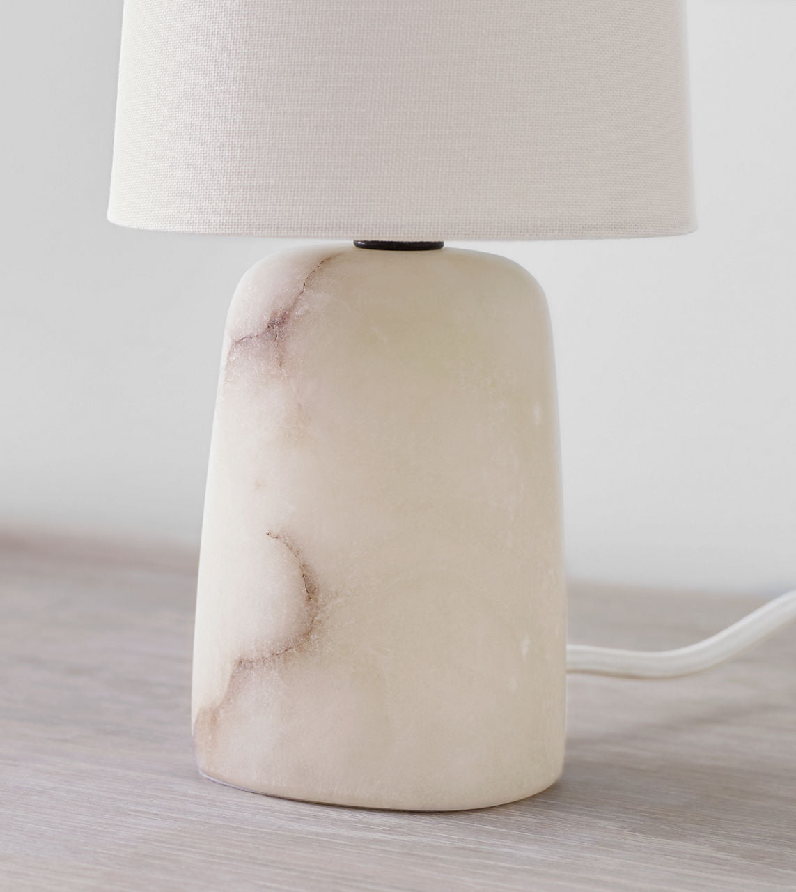 Jinny Medium Table Lamp | Alabaster | Linen Shade