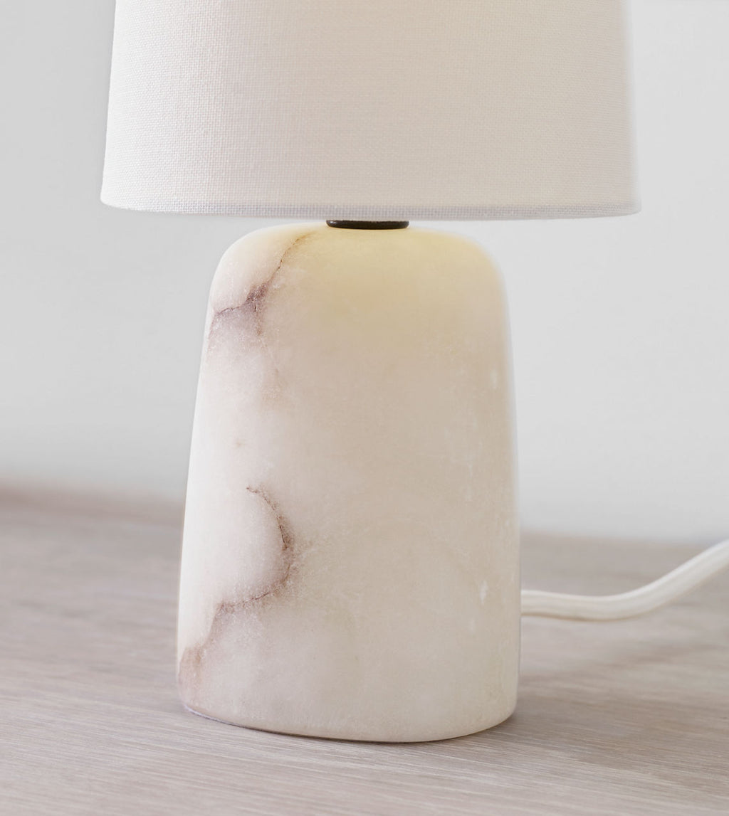 Jinny Medium Table Lamp | Alabaster | Linen Shade
