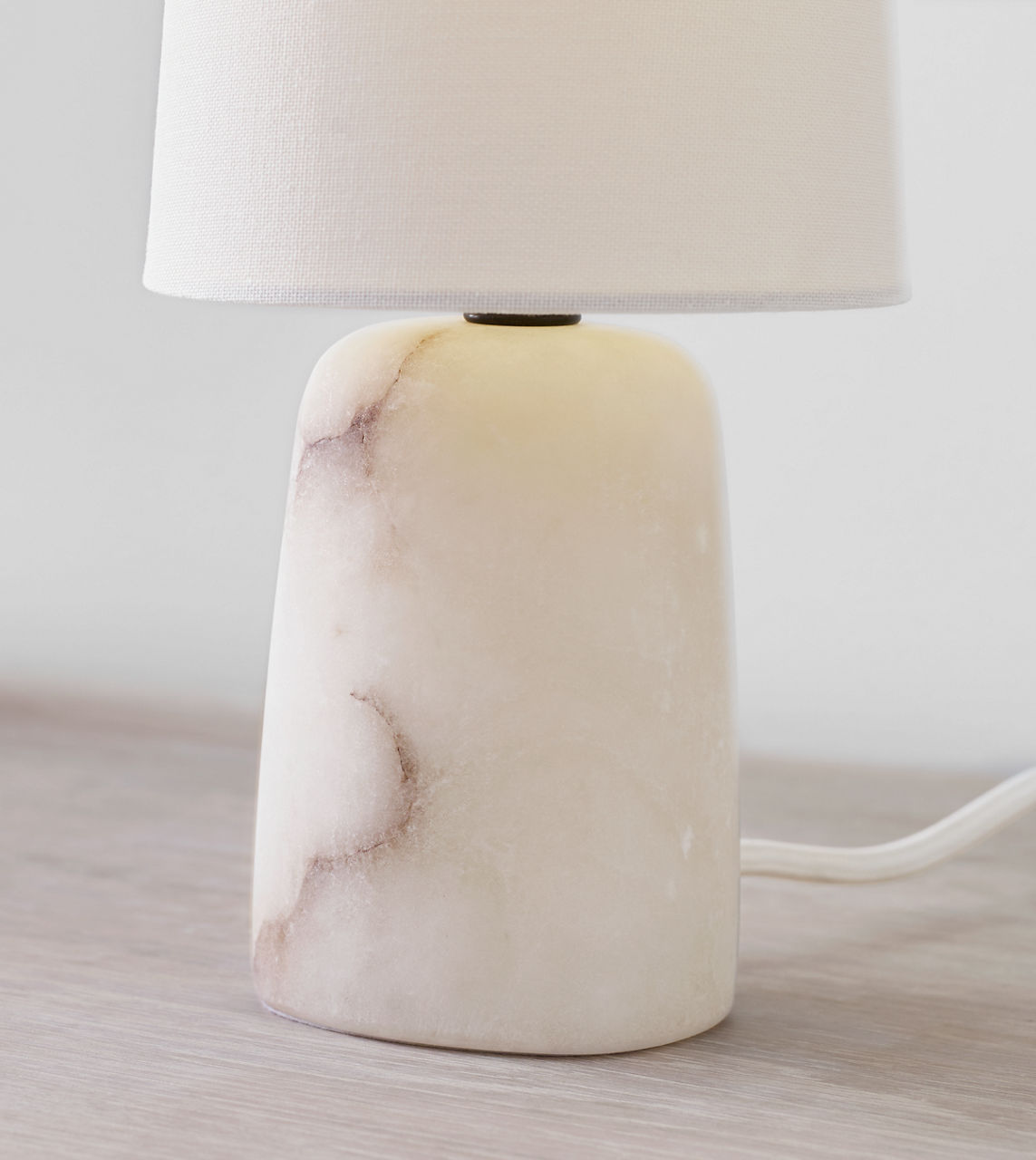 Jinny Medium Table Lamp | Alabaster | Linen Shade
