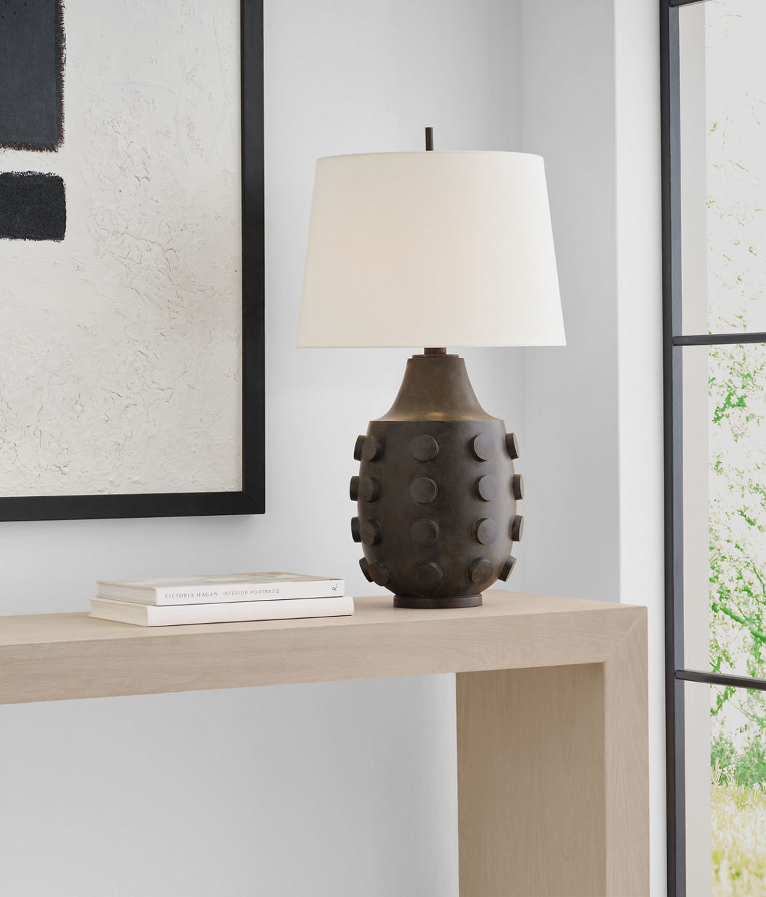Orly Large Table Lamp | Garden Bronze | Linen Shade