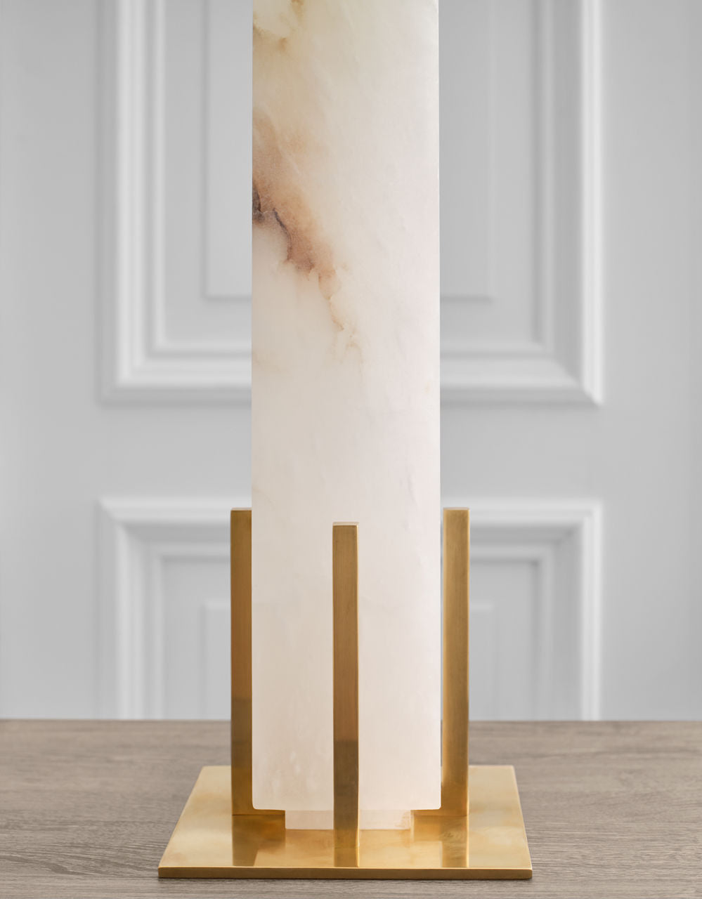 Gironde Large Table Lamp | Alabaster and Hand-Rubbed Antique Brass | Linen Shade