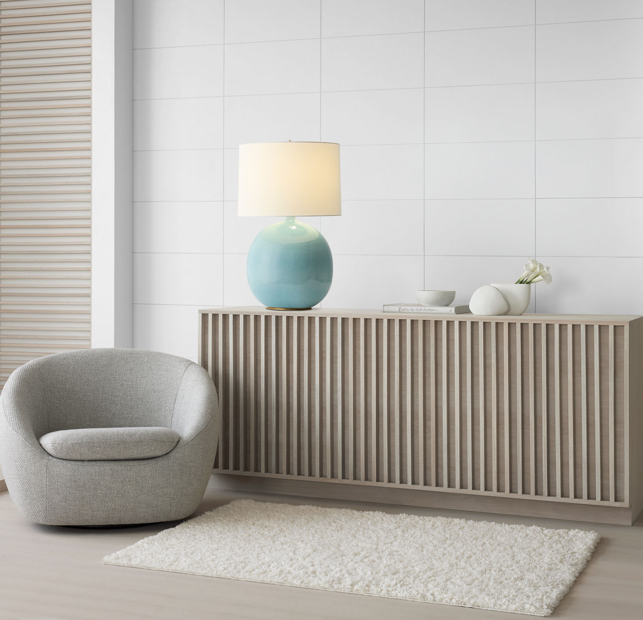 Sao Paulo 29" Table Lamp | Crackled Robin | Linen Shade