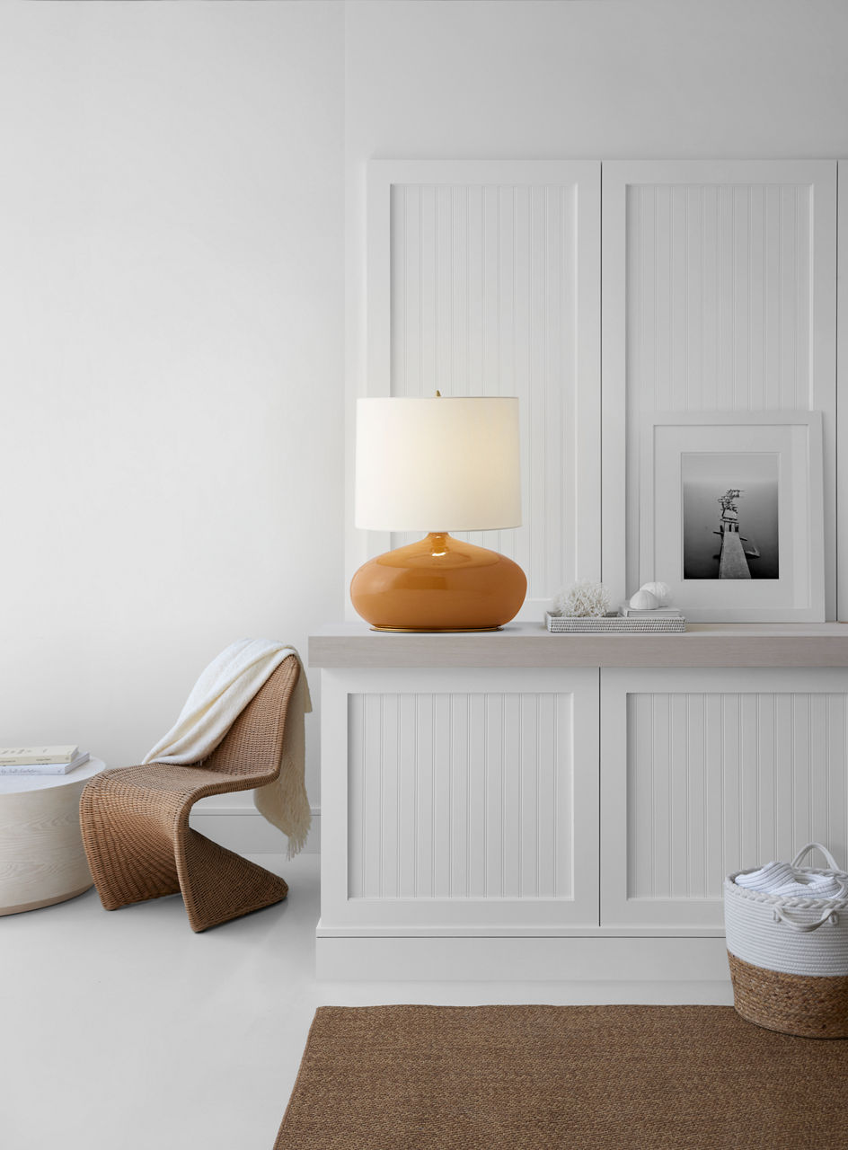 Olinda 24" Low Table Lamp | Crackled Sienna | Linen Shade