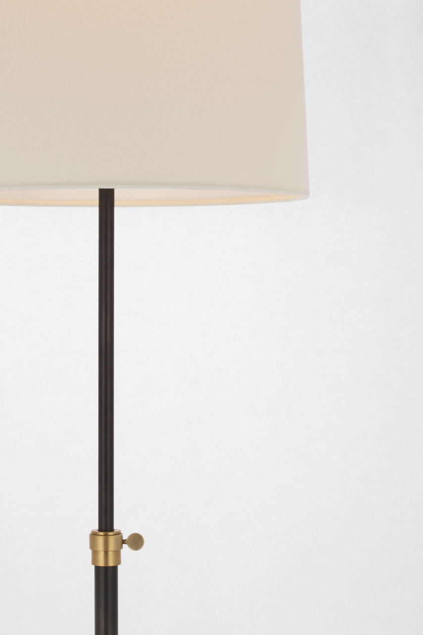 Bryant 52" Adjustable Cordless Floor Lamp | Bronze and Hand-Rubbed Antique Brass | Linen Shade