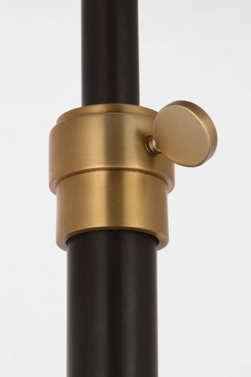 Bryant 52" Adjustable Cordless Floor Lamp | Bronze and Hand-Rubbed Antique Brass | Linen Shade