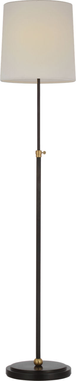 Bryant 52" Adjustable Cordless Floor Lamp | Bronze and Hand-Rubbed Antique Brass | Linen Shade