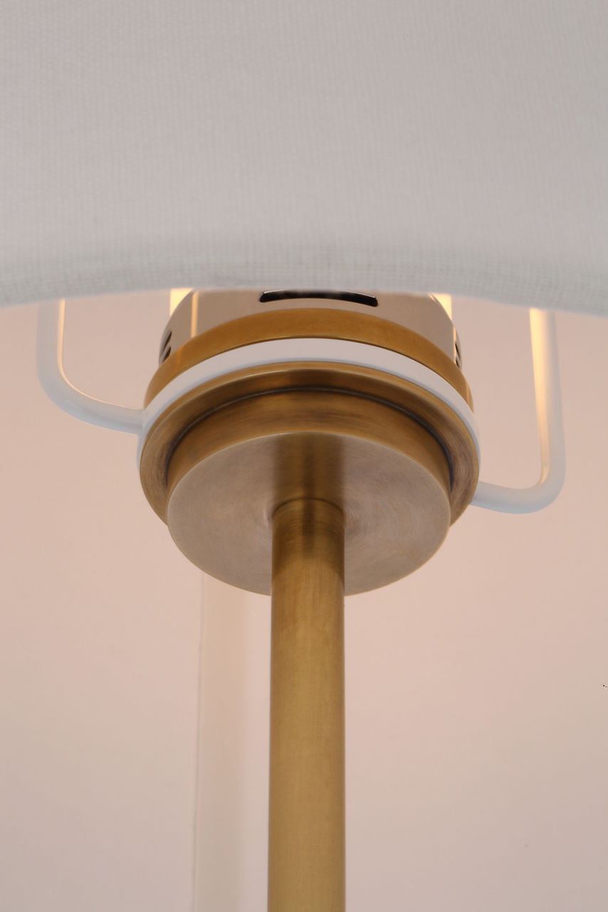 Bryant 52" Adjustable Cordless Floor Lamp | Hand-Rubbed Antique Brass | Linen Shade