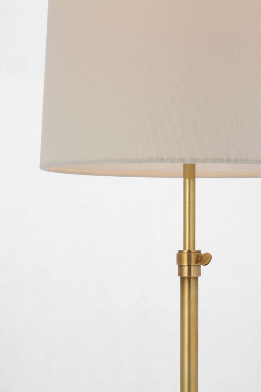 Bryant 52" Adjustable Cordless Floor Lamp | Hand-Rubbed Antique Brass | Linen Shade