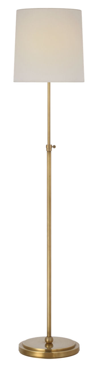 Bryant 52" Adjustable Cordless Floor Lamp | Hand-Rubbed Antique Brass | Linen Shade