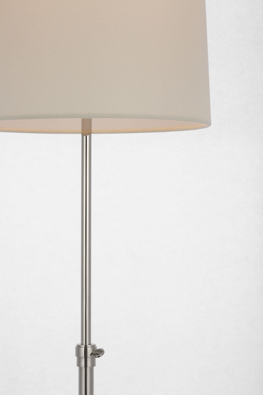 Bryant 52" Adjustable Cordless Floor Lamp | Polished Nickel | Linen Shade