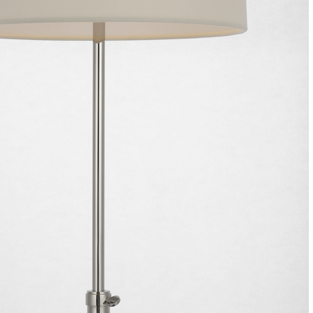 Bryant 52" Adjustable Cordless Floor Lamp | Polished Nickel | Linen Shade