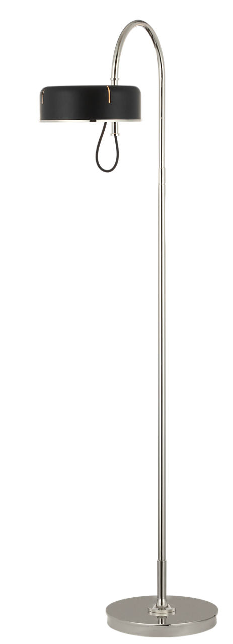 Oso 58" Articulating Reading Floor Lamp | Polished Nickel | Matte Black Shade