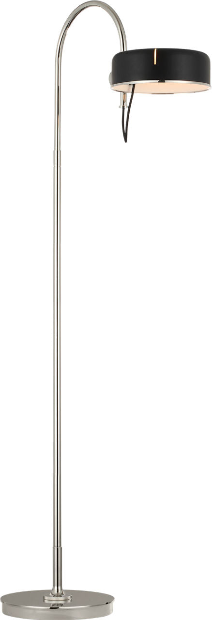 Oso 58" Articulating Reading Floor Lamp | Polished Nickel | Matte Black Shade